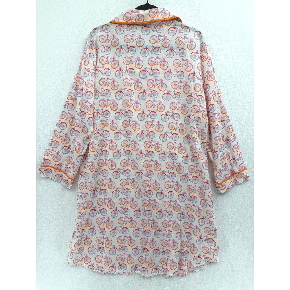 Rock Flower Paper Cotton Nightshirt XL Bicycle Print Sleep Shirt Lounge Relax - Picture 4 of 7